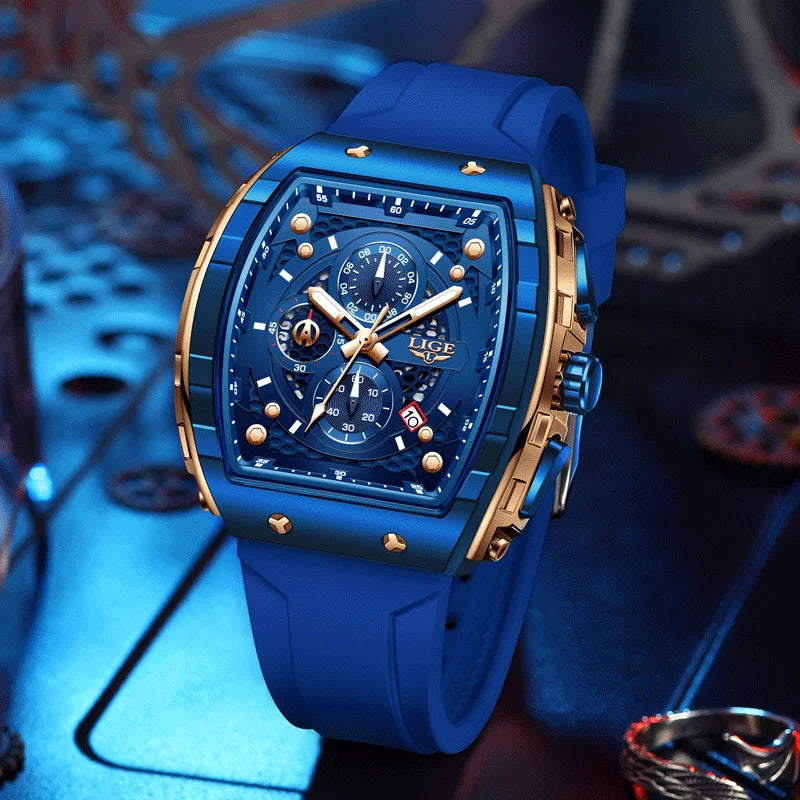 LIGE Square Chronograph Men's Luxury Watch
