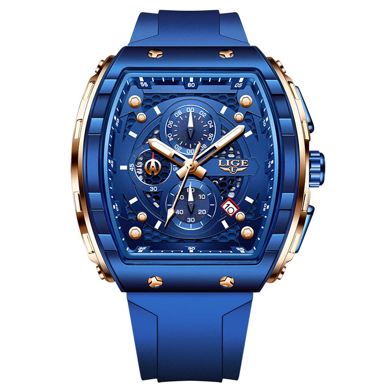 LIGE Square Chronograph Men's Luxury Watch