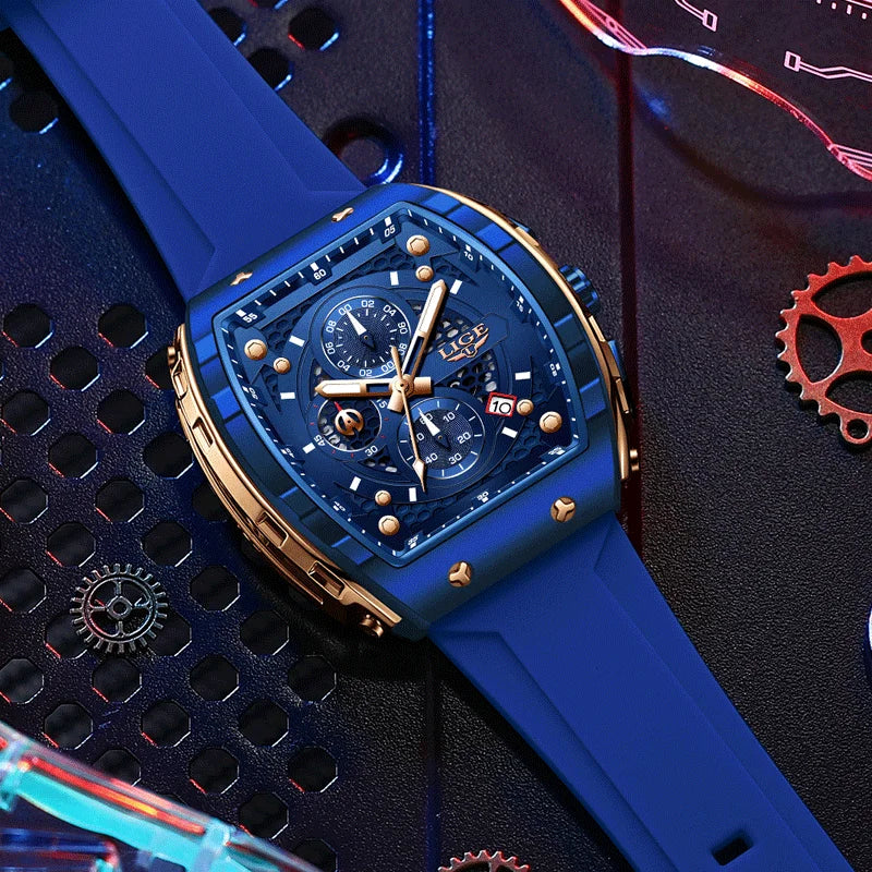 LIGE Square Chronograph Men's Luxury Watch