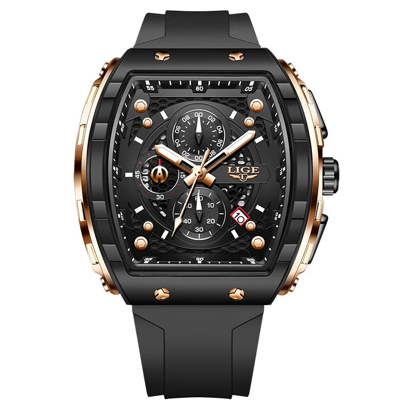 LIGE Square Chronograph Men's Luxury Watch