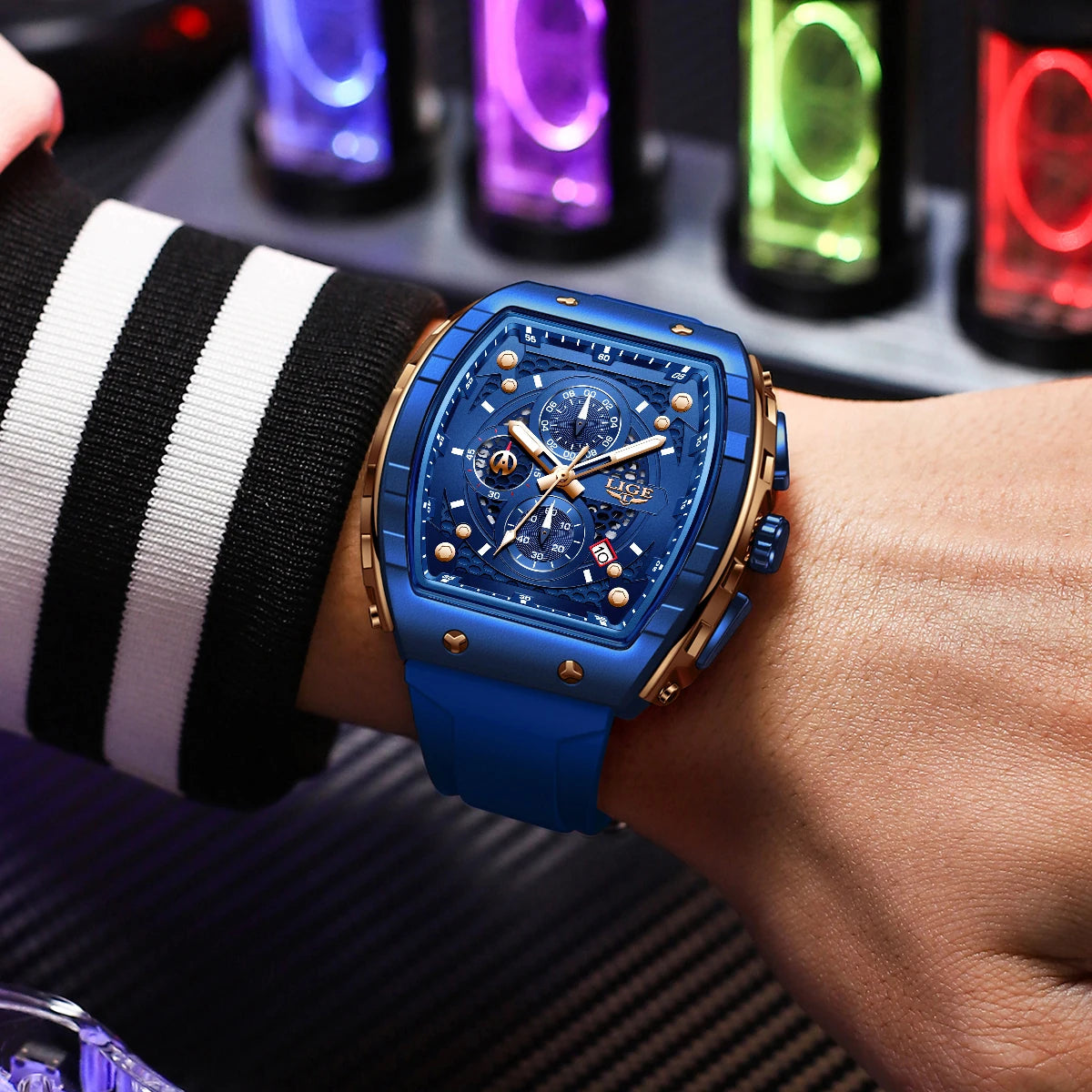 LIGE Square Chronograph Men's Luxury Watch