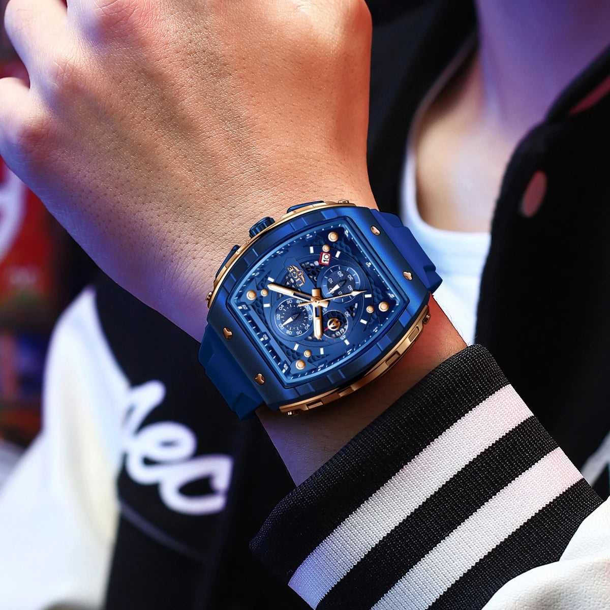 LIGE Square Chronograph Men's Luxury Watch