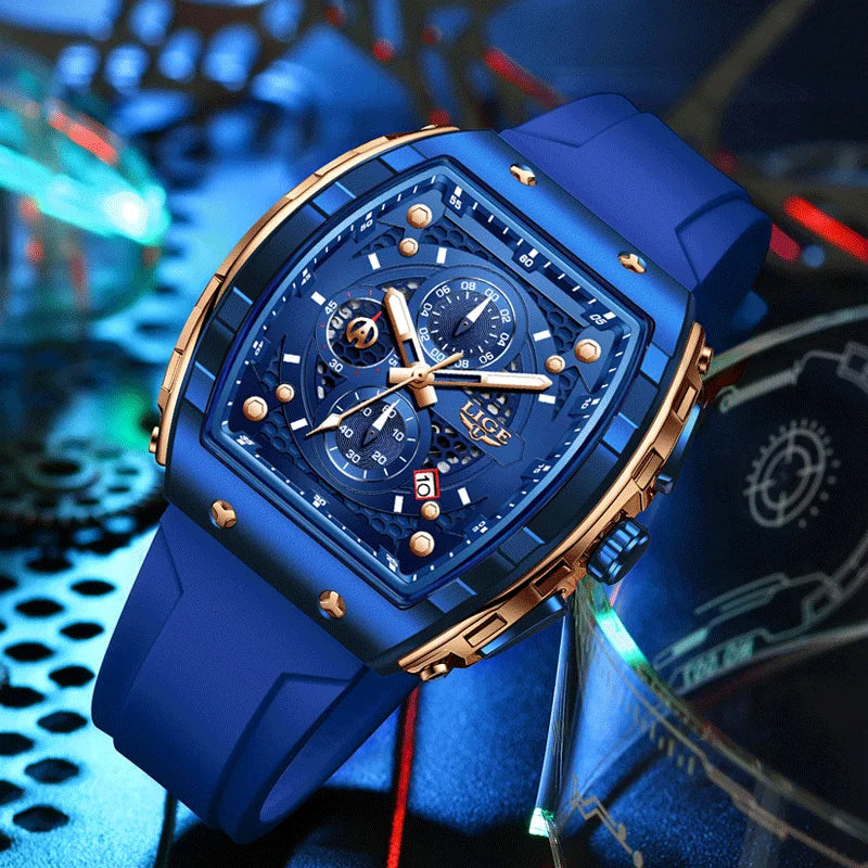 LIGE Square Chronograph Men's Luxury Watch